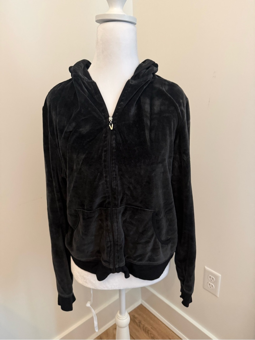 Victoria's Secret Black Plush Zip-Up Hoodie Jacket